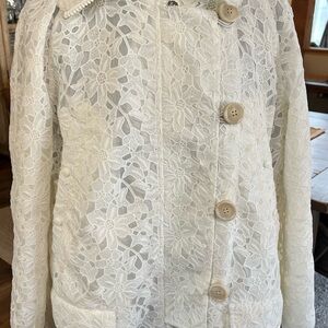 Moncler Giubbotto Pistache White Lace Hooded Jacket